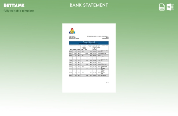 модерен стил Myanmar Innwa Bank Limited Шаблон за збор за извод од банка